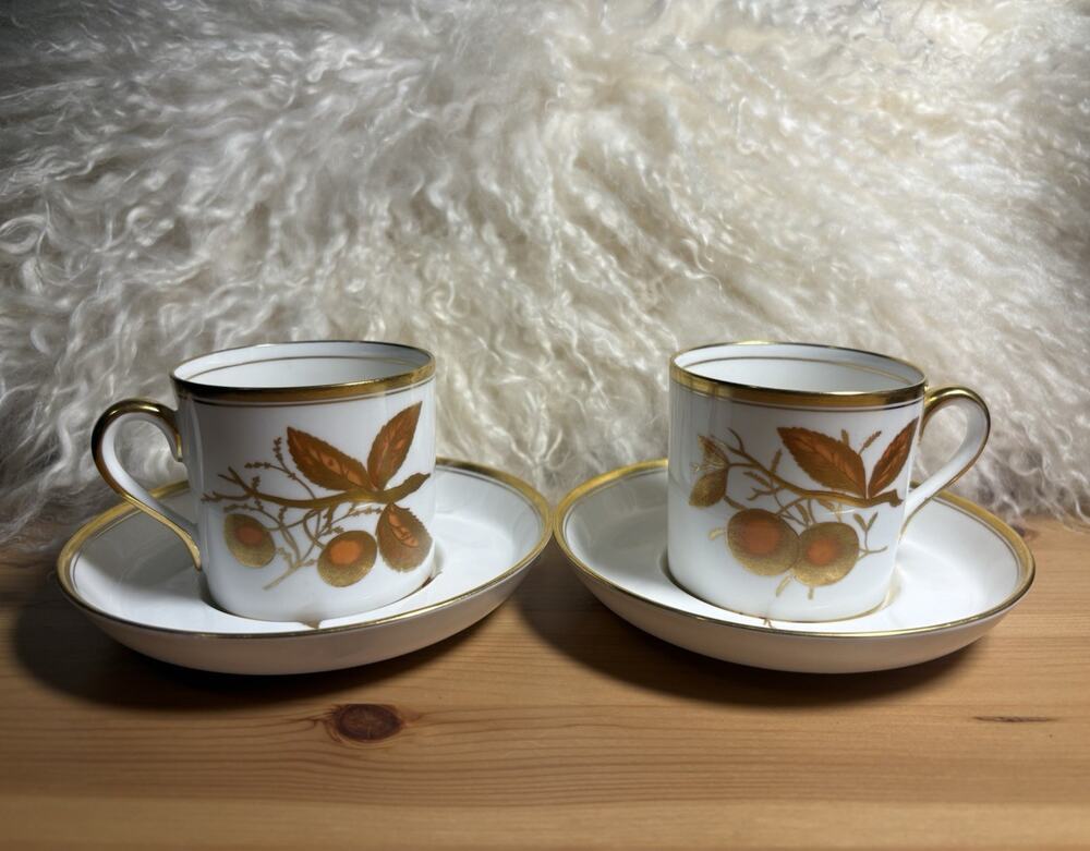2-piece Spode Bone China England Cup & Saucer Set White/Gold Trim Handle
